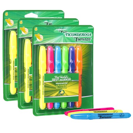 Ticonderoga Emphasis Pocket Style Highlighters, Chisel Tip, Yellow, 18PK 47076